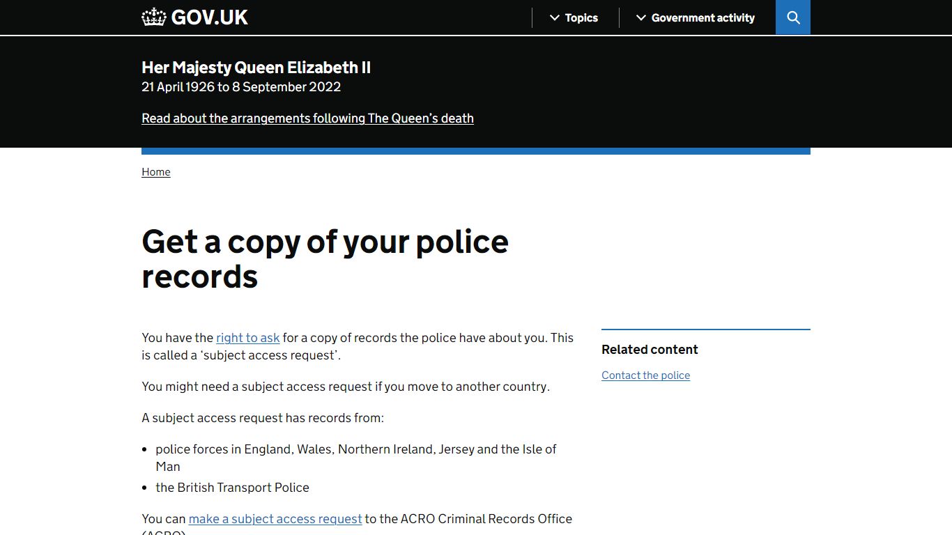 Get a copy of your police records - GOV.UK