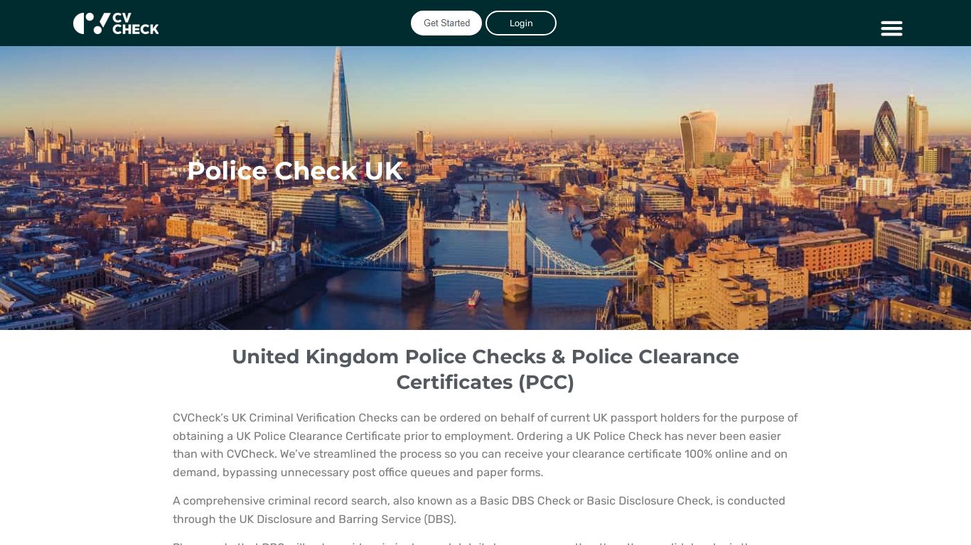 UK Police Check | Get UK Police Clearance Certificate - CVCheck